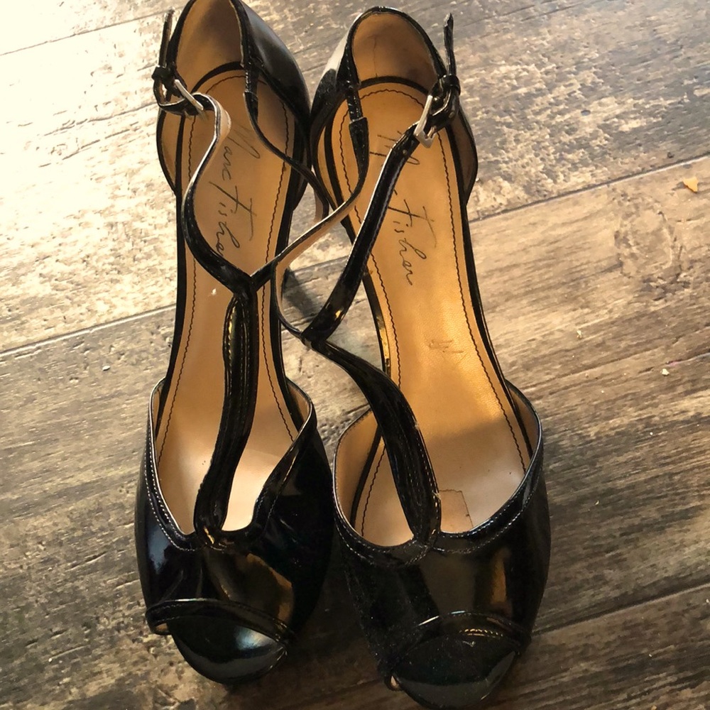 Black open toe Patton leather